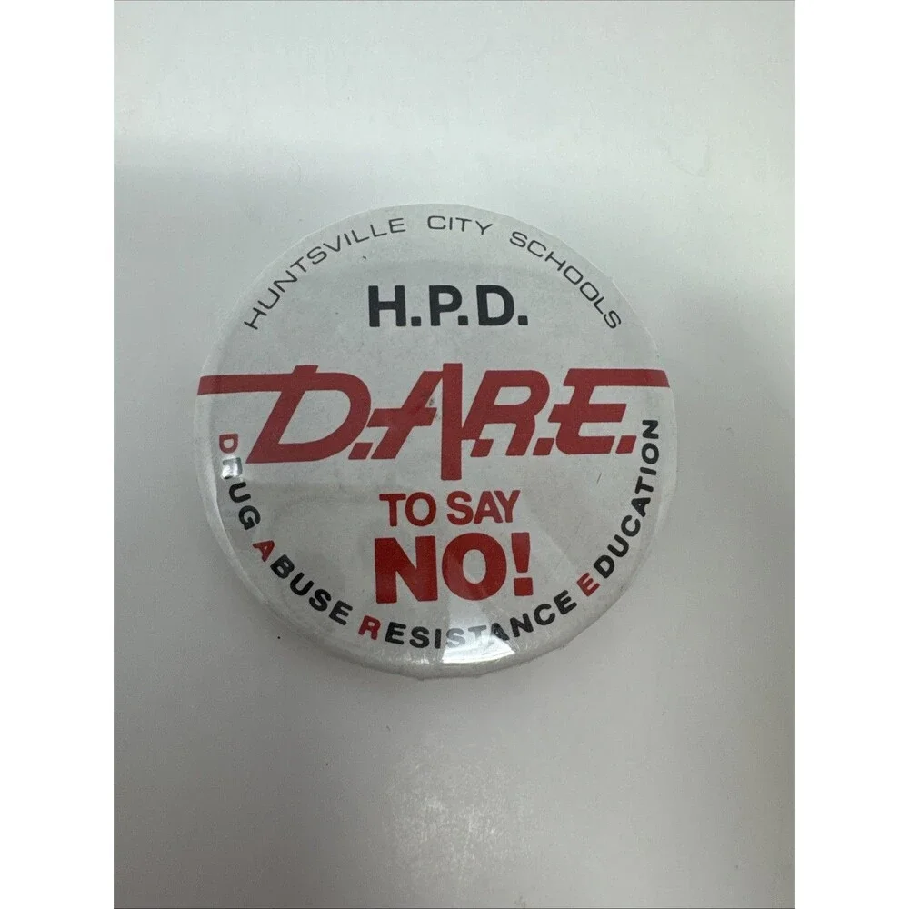 Huntsville Alabama Police DARE BUTTON Vintage 1980s HPD Police Pin D.A.R.E.